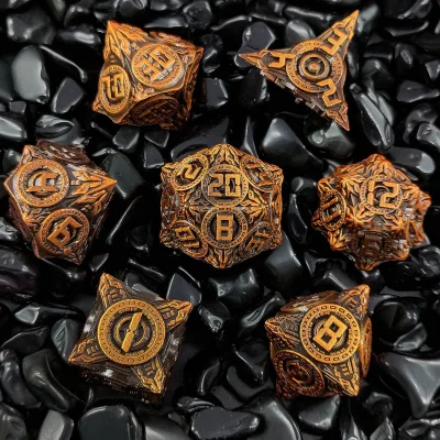 Custom Creative Copper Metal Dice Set Dungeons and Dragons RPG Board Game Polyhedral Cubes Retro Digital Game Dice