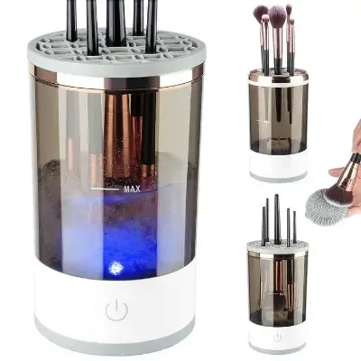 Best Home Use Cleansing and Storage Machine Electric Brushes Clean with Led Light Ultrasonic Plastic Makeup Brush Washing Tool