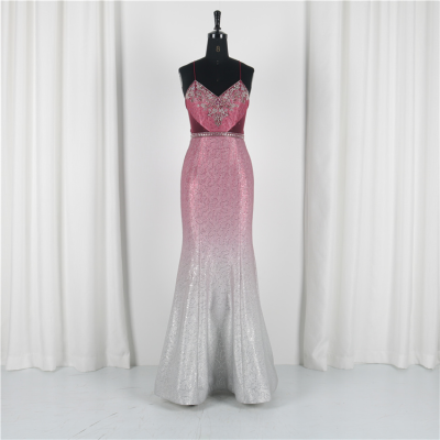 Unique Design Spaghetti Strap Mermaid Ombre Women Glamour Red Dresses Party Prom Dress