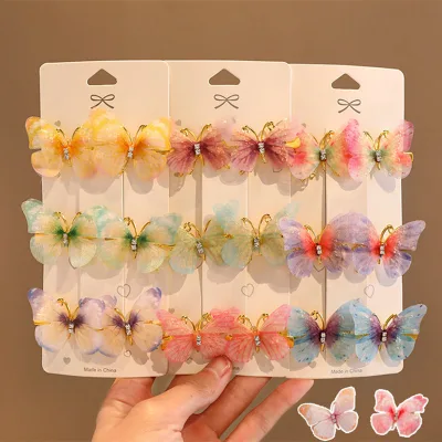 Set of 6 Cute Butterfly Hair Pins Women's Sweet Style Hair Accessories Metal Alloy Material
