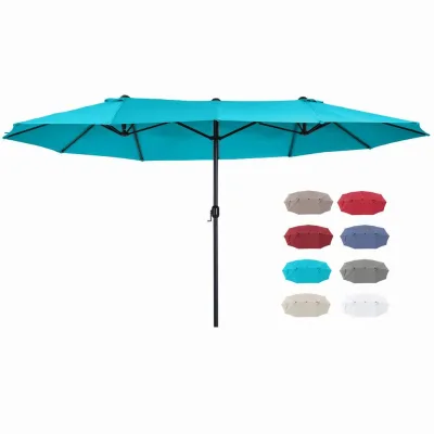 Modern Style Outdoor Parasol Iron Pole Polyester Large Patio Garden Villa Yard 15ft Large Patio Garden Porch Double-sided