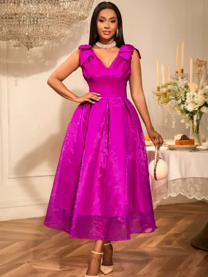 AM050411 AOMEI Elegant Bright Summer Dress V Neck Sleeveless Bow a Line Women Cocktail Dresses