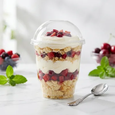 Vanjoin Yogurt Disposable Parfait Dessert Insert Cups With Lid Bowl Snack Tray Drink Ice Cream Boba Tea Clear Plastic Cup