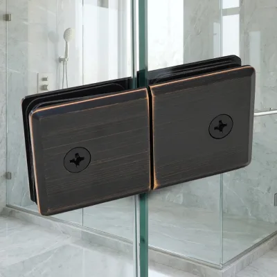 Solid Brass Offset-Hole 180 Degree Glass-to-Glass Corner Clamp, Factory Direct Wholesale Custom for Shower Glass Partition