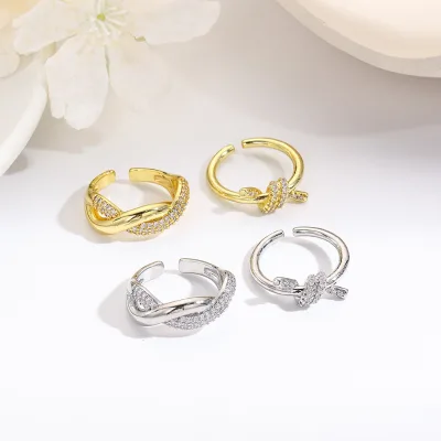 Stylish Gold and Silver Plated Cubic Zirconia Embellished Open Style Rings for Fashion Forward Events FLBRG38