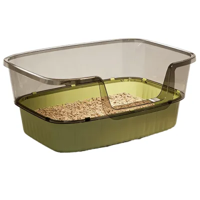 EUR PET Open Litter Box Deepens and Enhances Spatter-proof Cat Toilet Giant Litter Box Small Size Concave Cat Litter Box