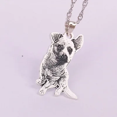 DIY Stainless Steel Customized Pet Photo Necklace Personalized Animal Souvenir
