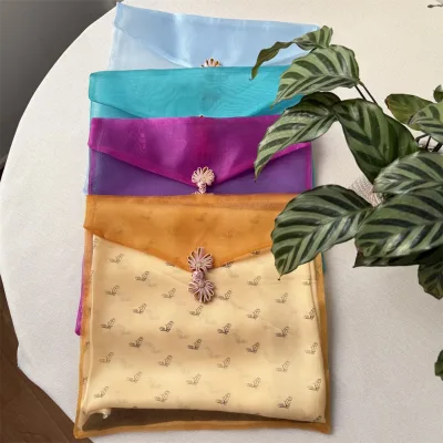 Luxury Organza Transparent Envelope Disc Buckle Bag Elegant Organza Envelope Bag Dress Clothing Bag