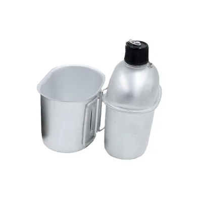 Wholesale Aluminum Water Bottle Oliven Green Pack Olive Green Canteen Flask Bottles with Cotton Bag
