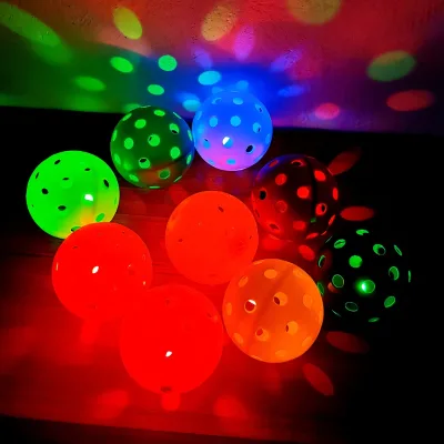 High Quality Customizable LED Light Pickleball 40 Holes 74MM Diameter Durable PE Material Training Equipment