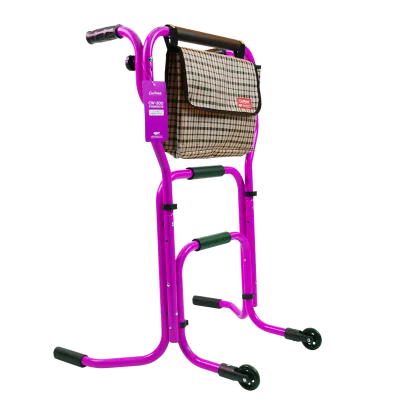 Care Watch CW-300 Pink Rehabilitation Therapy Supplies Aluminum Alloy Foldable Height Adjustable (80-90cm) Walker Rollator 100kg