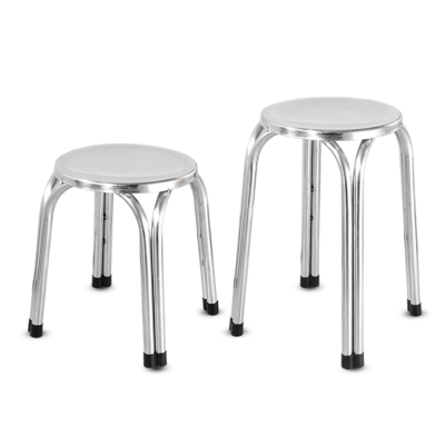 Yazhiyi Low Round Velvet Stool Seat Metal Stainless Steel Four-legged Stool