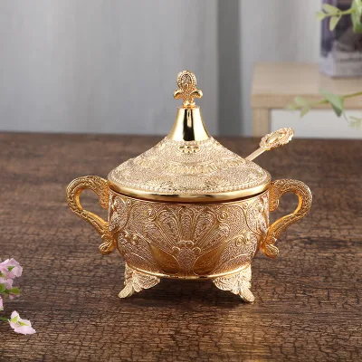 2023 New Kitchen Spice Jar Carved Jar Household Sugar Bowl Light Luxury Nordic Creative Seasoning Box Model A1