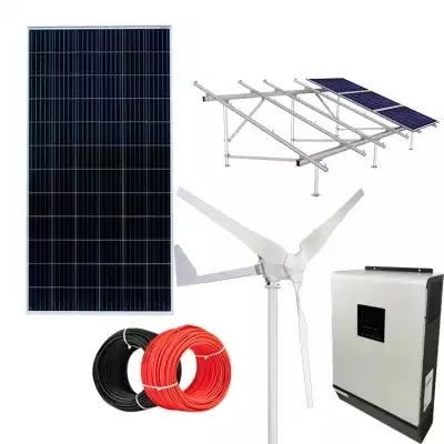 Good Quality Wind Solar Hybrid Generator Vertical Axis Wind Turbine 3000W Wind Energy Battery Storage System