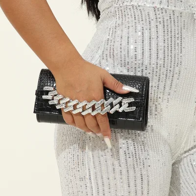 2024 Popular Link Chain Handbags Fashion Shining Evening Bags for Party