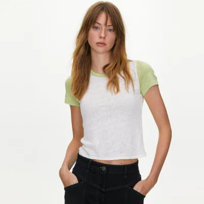 Custom Graphic Y2k Baby Tee Women Color Block Cropped Eco Friendly Hemp T-Shirt