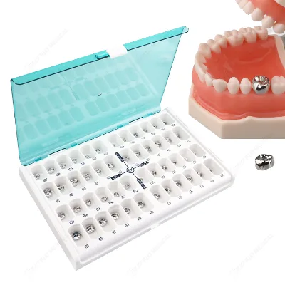 Dental Kids Crown Manual Children's Dental Crown Stainless Steel Primary Molar Crown 48pcs Dental Kids