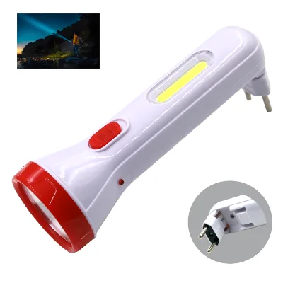 Hot Sell Push Button Direct Brazil Plug Flashlight Led High Power Abs Body Lead Acid Battery Flashlight for Outdoor