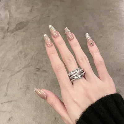 Ultra-Shiny Silver Brass Ring with Versatile Retro Zircon Luxury High-End Feel Inlay Gold Plating for Index Finger
