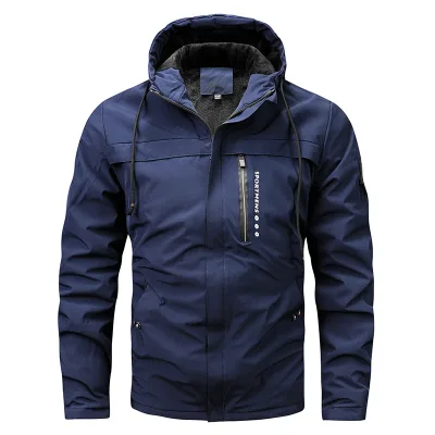 Wholesale Men's Casual Fleece Jacket Formal Windproof Breathable Coat Warm Pockets Autumn/Winter Outdoor Wear-Zipper Thickened