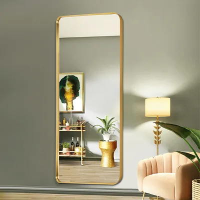 Factory Supply Metal Black Gold Silver Free-standing Mirror Framed Full-Length Mirror Living Mirror