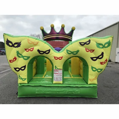 Inflatable 38' Mardi Gras Obstacle Course Inflatable Crown Jumper with Slide