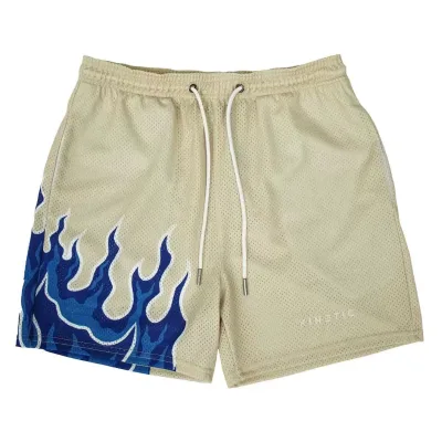 Summer New Male Flame Print Shorts Fitness Pants Running Quick Dry Breathable Basketball Shorts