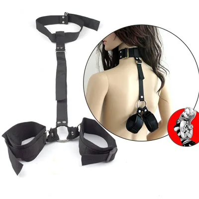 Adjustable Neck Wrist & Back Restraints Kit Sexy Slave Frisky Beginner BDSM Bondage Set for Couple SM Sex Games