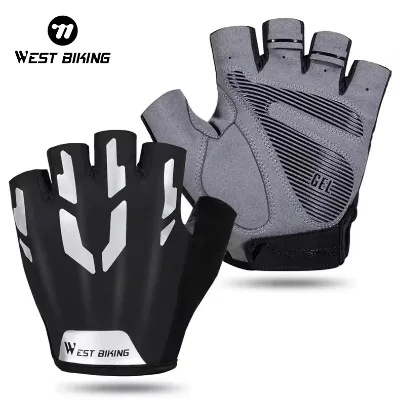 WEST BIKING Outdoor Other Sports Stylish Reflective Bike Hand Riding Gloves Wear-resistant Bicycle Fingerless Cycling Gloves