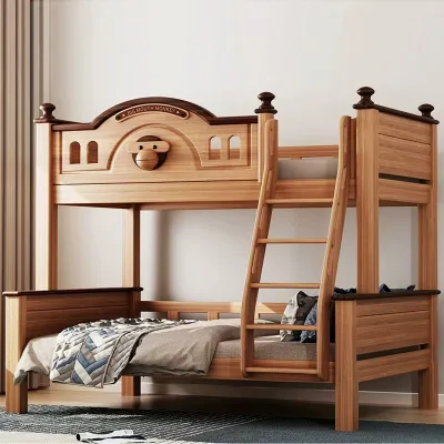 Cute Monkey Cartoon Image 100% Modern Bed Children Bunk Bed Double Bedroom Furniture Wooden American High Quality.