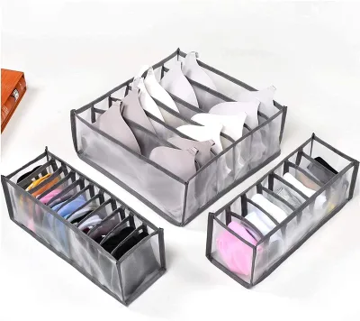 Underwear Drawer Organizer Set- Foldable Underwear Storage Divider Boxes for Clothes, Socks, Underwear and Bras