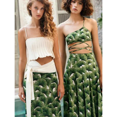 JSN9203745 Custom New Design Lady Sexy 3 Piece Print Thong Bikini High Cut Bandage Skirt Bathing Suit
