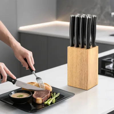 5.5-inch Wooden Small Knife Rack, Without Knives, 100% Solid Wood, Compact and Space-saving Countertop Storage Knife Rack