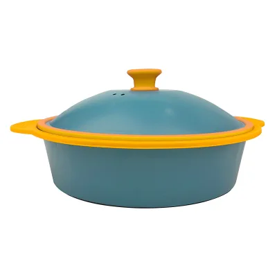 Microwave Oven Fryer for Sausage Chicken Wings Beef Steak Fish Fillet Steamed Rice-Dishwasher Safe Lightweight Heat Pot