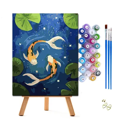 40 X 50 cm Adult Beginner Koi Fish Adult Children Digital Acrylic Paint Oil Painting Fish Acrylic Paint Coloring by Number