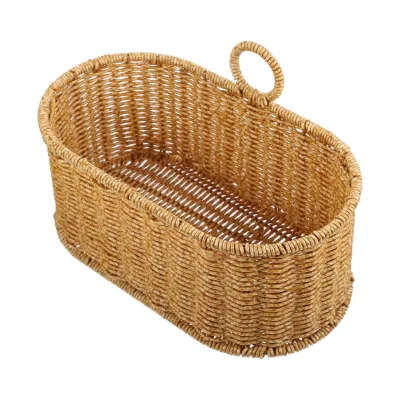 Rattan basket wall hanging basket with hanging ring for wall mounted vegetable fruit basket for kitchen bathroom balcony garden