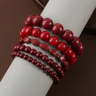 G.TANG LUCKYBOY New Cinnabar Beads on Single Loop for Fashion Charm Bracelets Simple Design for Jewelry Crafts