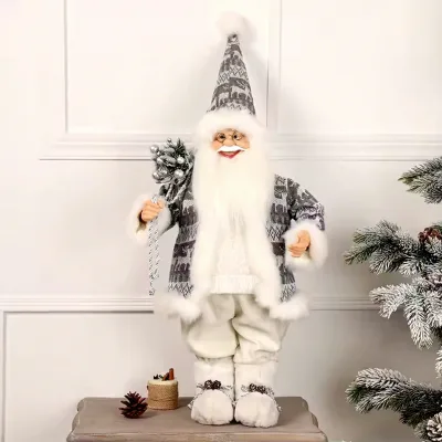 SOTE Custom Printed Vertical Gray Santa Claus Doll, High-end Plastic and Polyester Indoor Home Decoration 30-90CM
