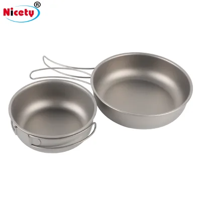 Portable Titanium Travel Pot with Folding Handle Easy Pack for Camping Cooking