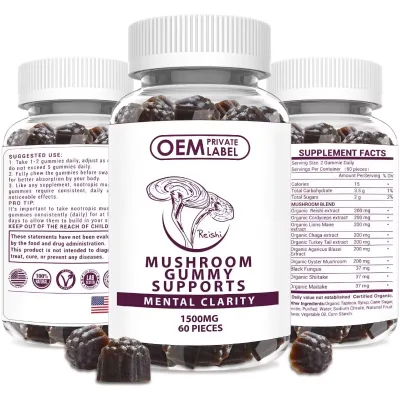 Biocaro Lions Mane Mushroom Gummy 10-in-1 Mushroom Complex Gummies for Focus, Brain & Memory