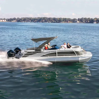 High-End Single Deck Sport Fishing Boat with Fiberglass Pontoon Watercraft Trailers and Outboard Engine for Drifting Outdoors