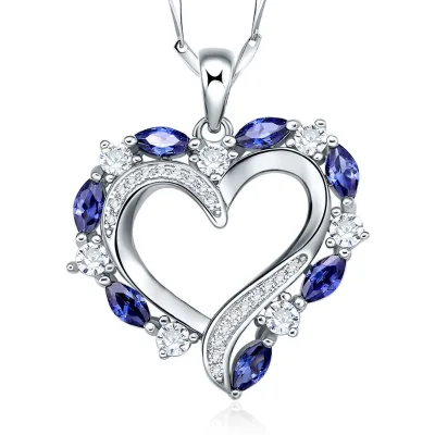 Birthday Party Wedding Valentine Gift Gold Plated Cubic Zirconia Heart Necklaces Pendant