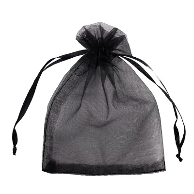 23 Colors Solid High Density Glossy Surface Sheer Organza with Drawstring Small 7*9cm Mini Bags for Cosmetic Packaging