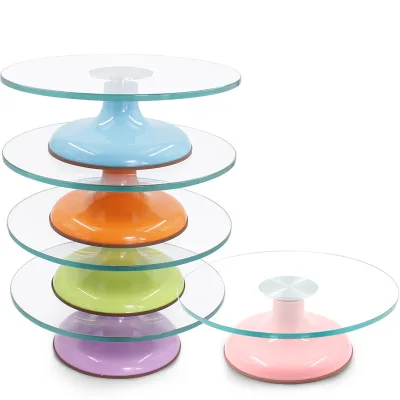 Heavy Duty Glass Tempered Glass Revolving/Rotating Cake Turntable Ideal for Decorating Cake, Cupcakes, Displaying Muffins
