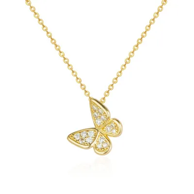 Women's Gold Jewelry Sparkling Crystal Butterfly Pendant Necklace