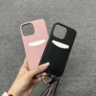 Leather Phone Case for 14 Pro Card Holder Shoulder Strap Shockproof Design-Luxury Style Multi Colors High Quality Simple Easy