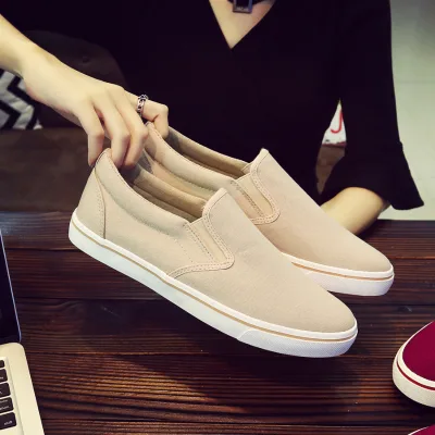 Men's Spring Autumn Pure Color Slip-on Platform Loafers Casual Shoes Canvas Men's Work Breathable Shoes