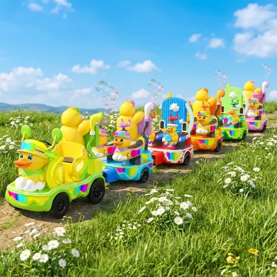 Happy Duck Electric Trackless Train with Automatic Bubble Machine and Dynamic LED Flowing Lights for Shopping Mall