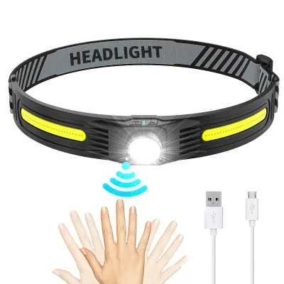 High Brightness COB Head Torch All Perspectives Induction Headlamp USB LED Sensor Rechargeable Headlamp for Running