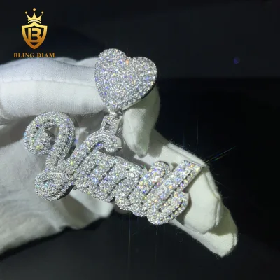 Custom Name Pendant Charm Iced Out Bling Zircon 925 Sterling Silver diamond Pendant Charm Professional Hip Hop Jewelry